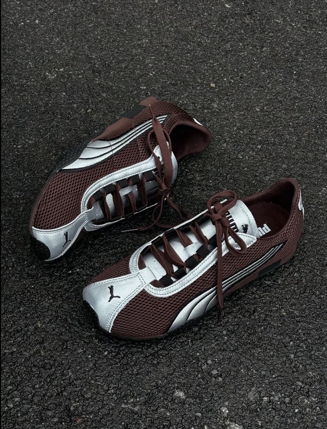 PUMA H-STREET 張凌赫同款 摩卡棕銀 網格 薄底鞋