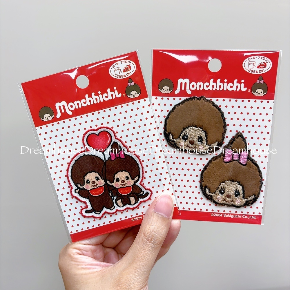monchhichi 夢奇奇 猴子 蝴蝶結 愛心氣球 刺繡布貼 燙布貼 刺繡貼布 補丁貼 貼紙