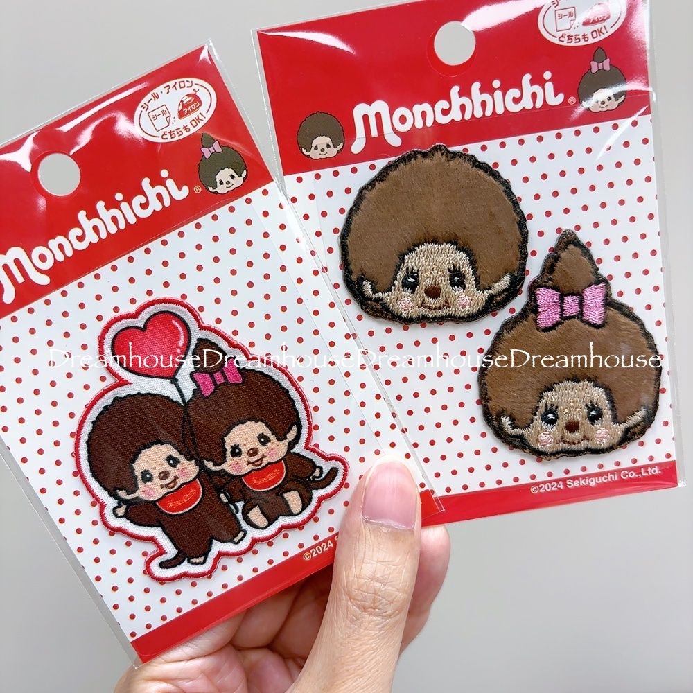 monchhichi 夢奇奇 猴子 蝴蝶結 愛心氣球 刺繡布貼 燙布貼 刺繡貼布 補丁貼 貼紙