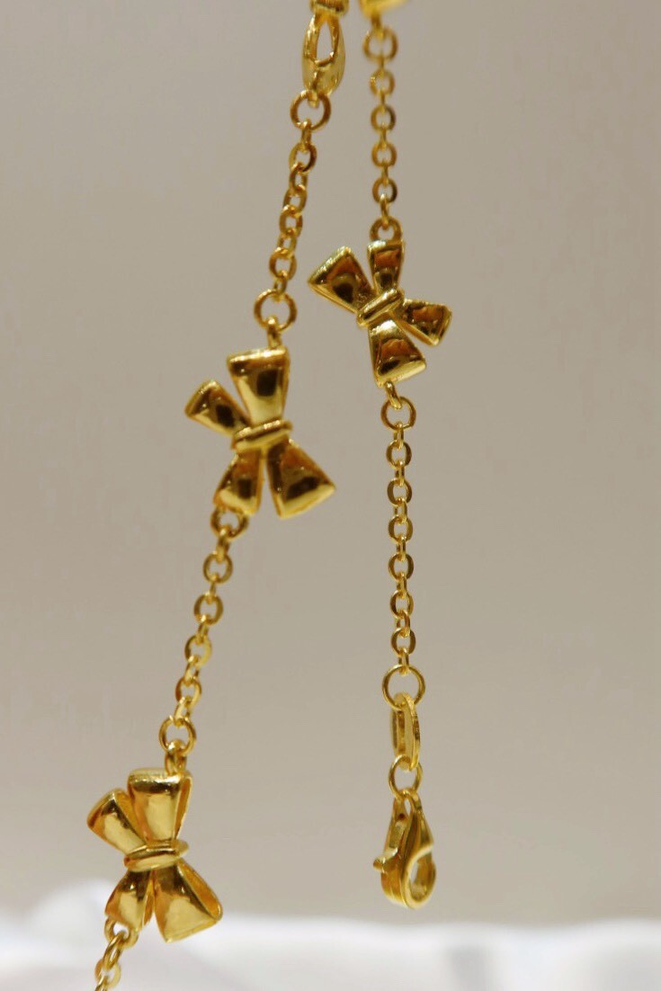 流光蝴蝶結手鍊 Golden Ribbon Charm Bracelet