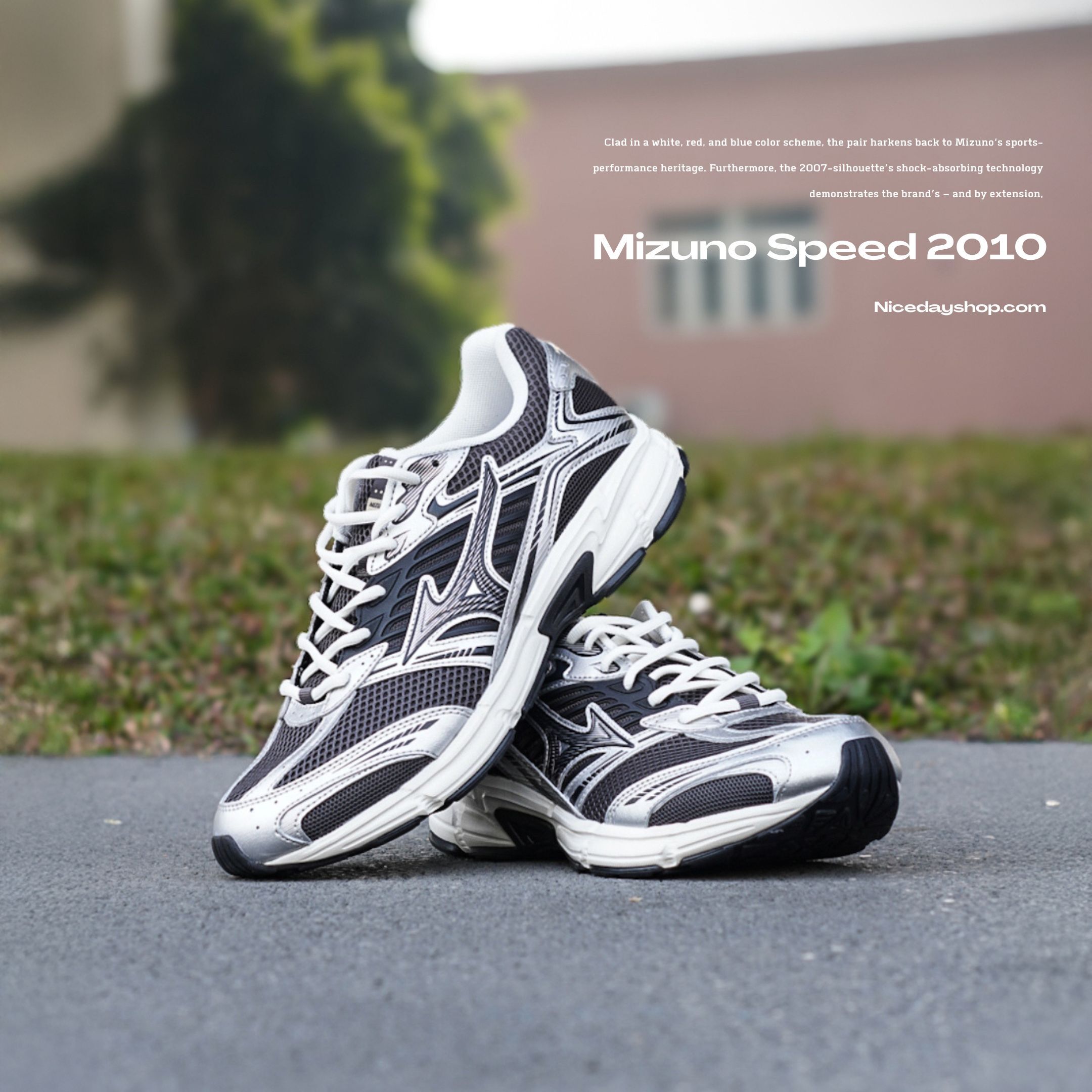 NICEDAY 代購 Mizuno Speed 2010 千禧 復古 銀 銀黑 黑銀 慢跑 機能 D1GH251708