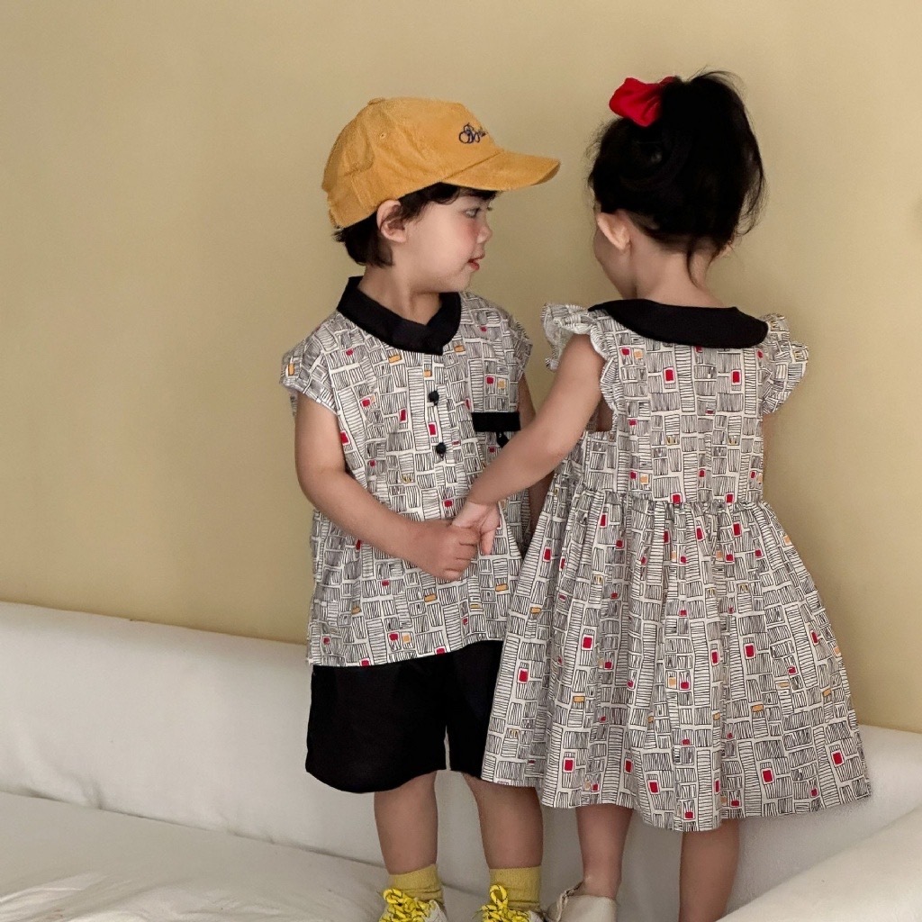 塗鴉方塊兄弟姐妹連身裙/套裝