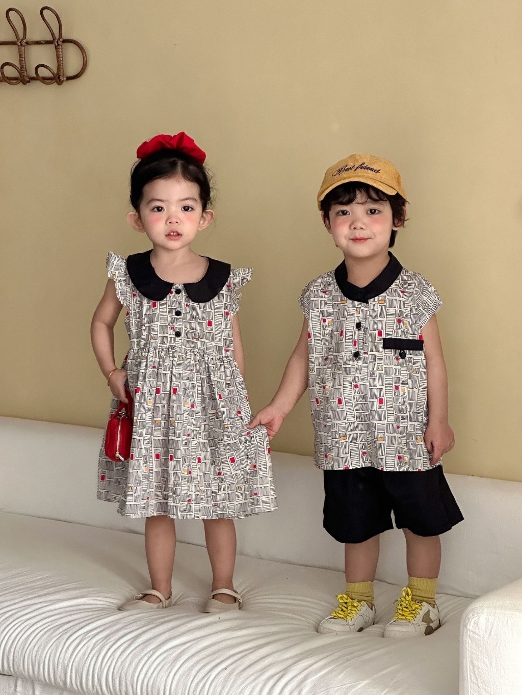 塗鴉方塊兄弟姐妹連身裙/套裝