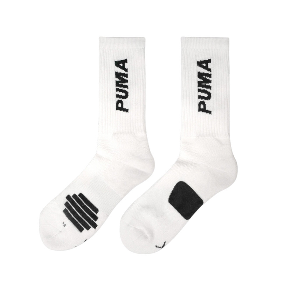PUMA 襪子 FASHION 白 黑LOGO 兩雙一組 籃球襪 厚底 長襪 男 BB146701