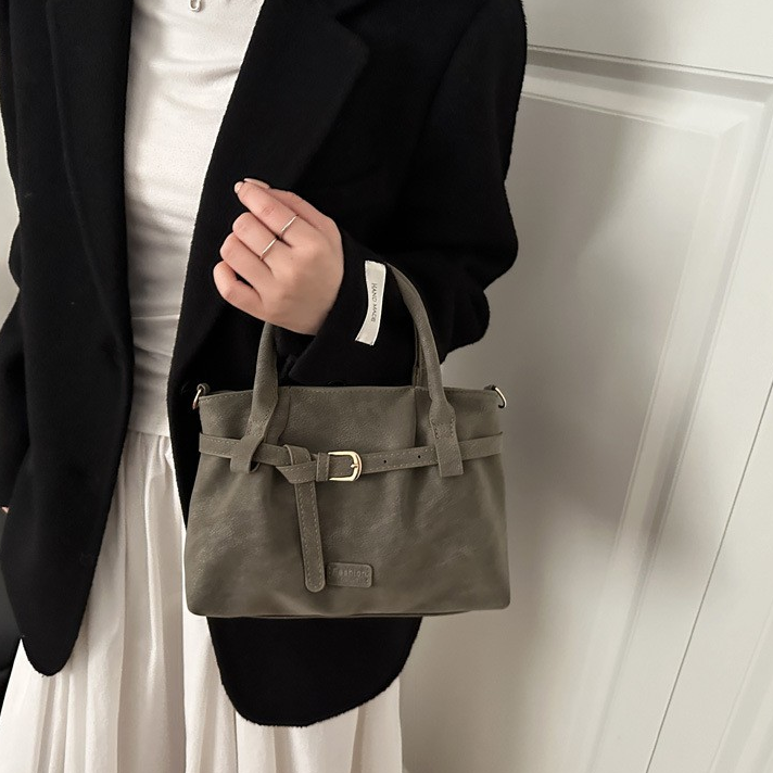 Winter Textured Wrinkled Leather Handheld Crossbody Bag