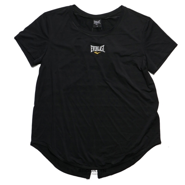 EVERLAST 短T 黑色 胸前小LOGO 韻律機能 短袖 T恤 休閒 女 4122107820