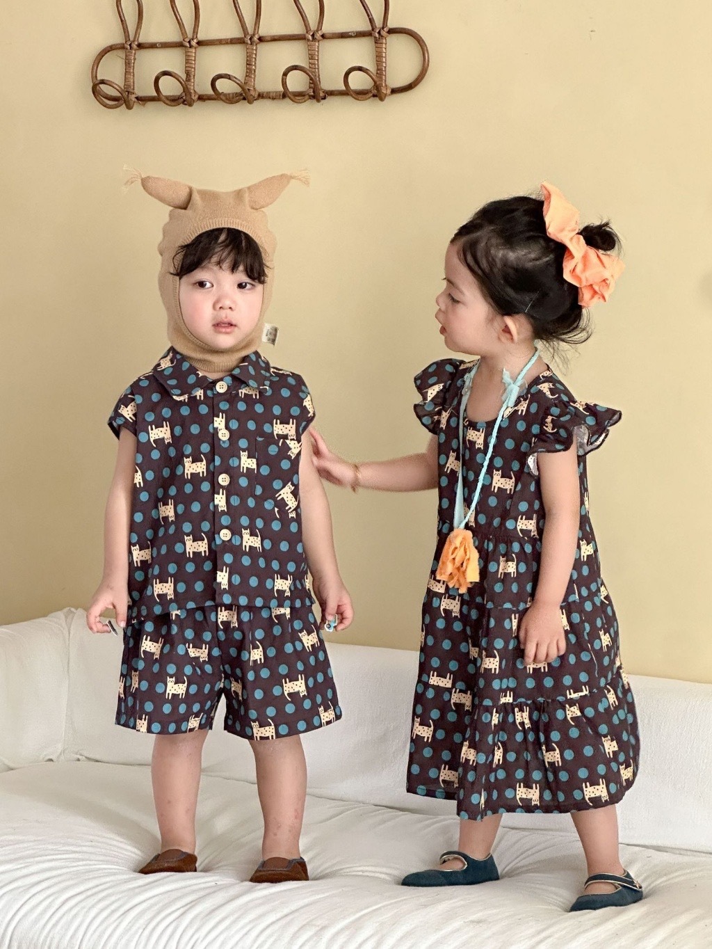 波點小花豹兄弟姐妹連身裙/套裝