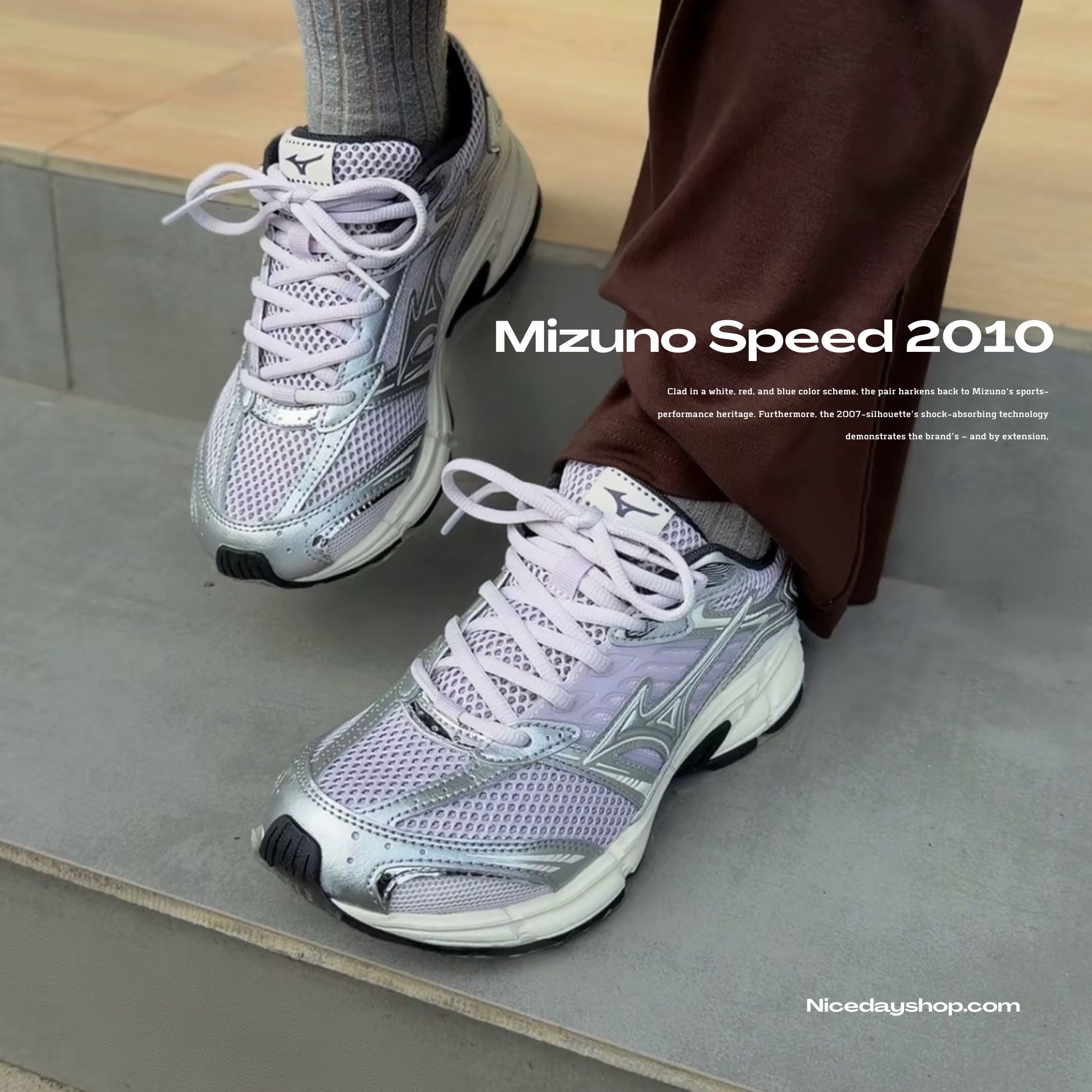 NICEDAY 代購 Mizuno Speed 2010 復古 銀粉色 粉 銀 千禧 運動 慢跑 D1GH251712