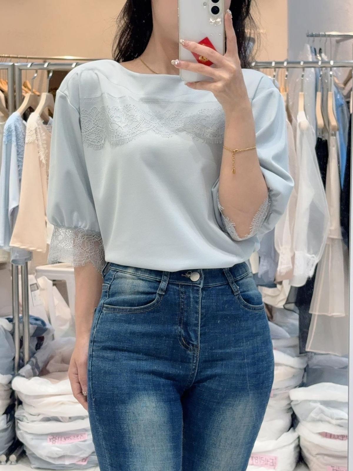 韓國拼lace top ～153AC