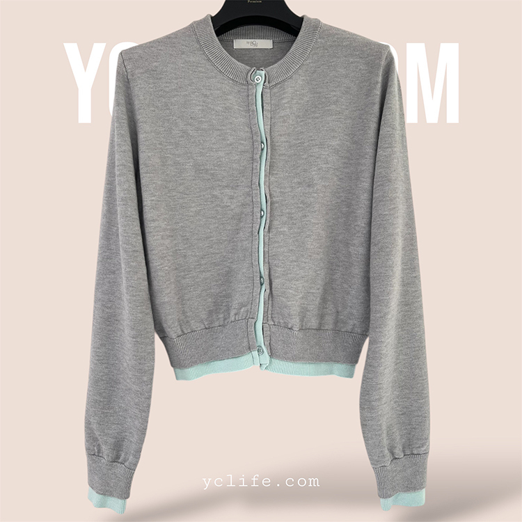 撞色滾邊針織開襟衫