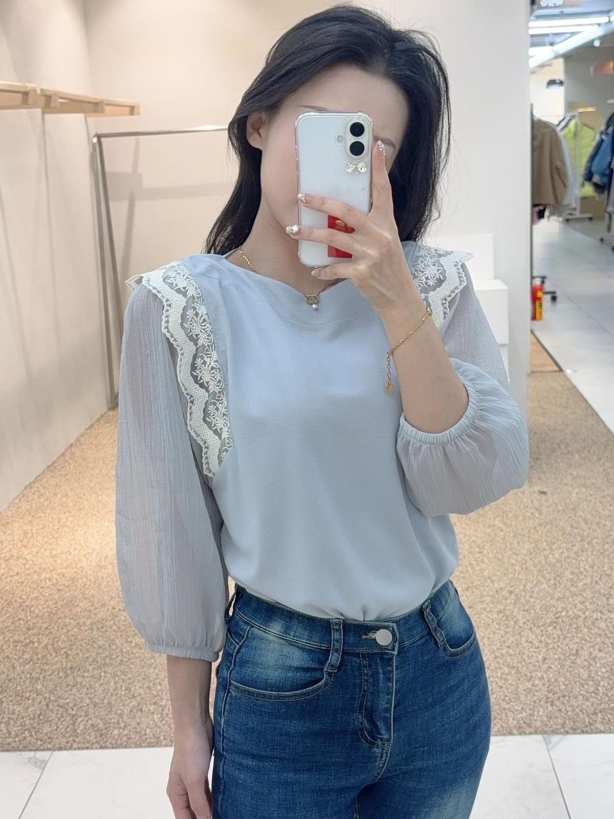 韓國高質lace 拼布 top ～153AD