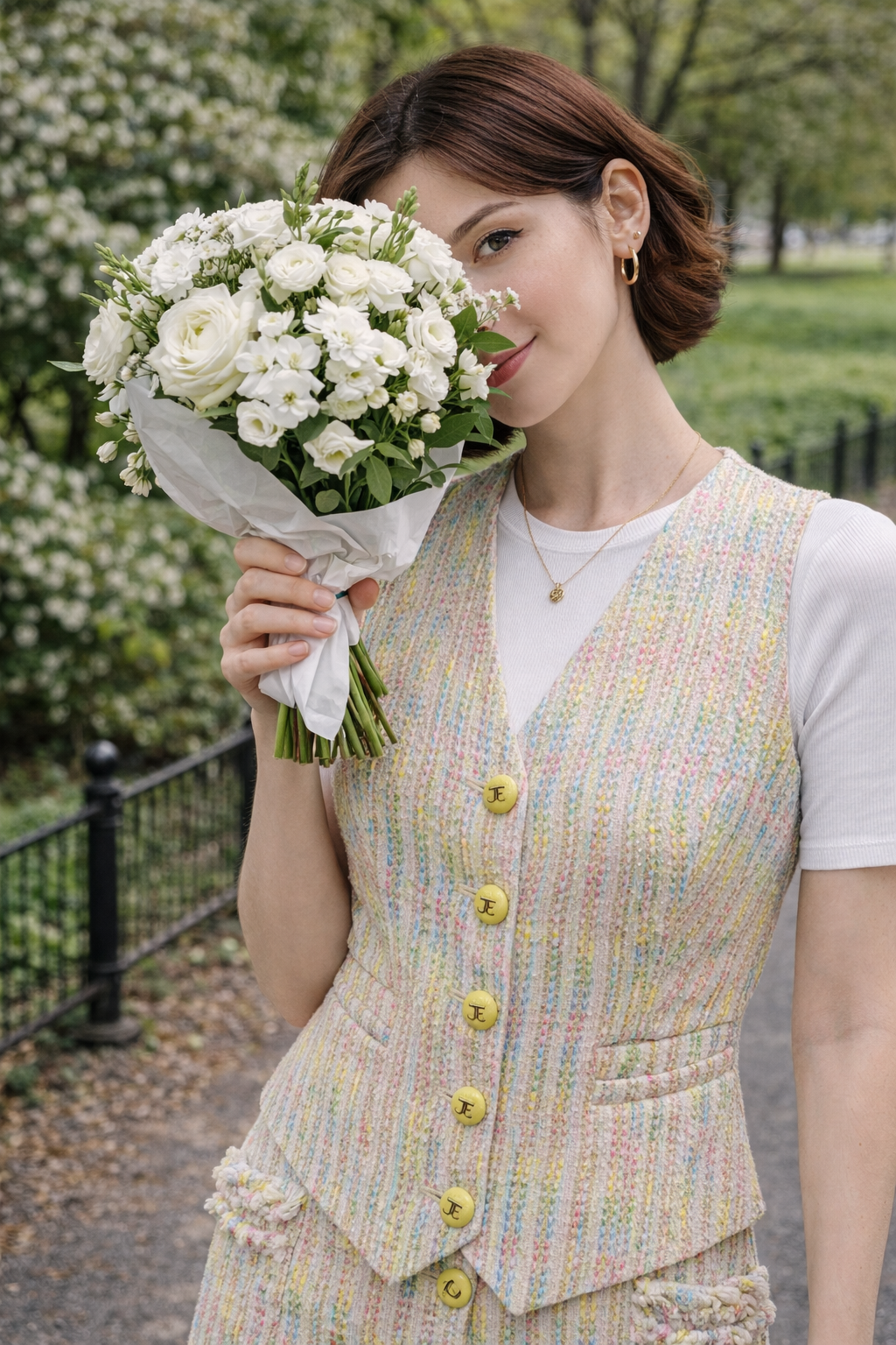 BD10011Y1 新藝術花園七彩小香正裝馬甲