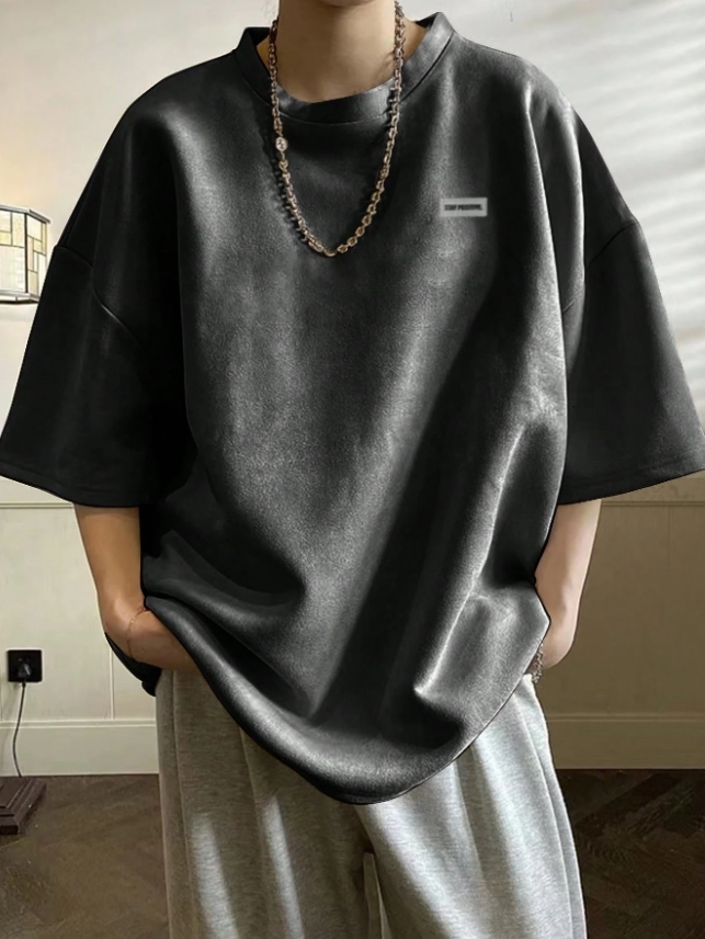 KADMAX大尺碼-大碼男厚磅補丁細節短袖TEE〈KSMS2785〉