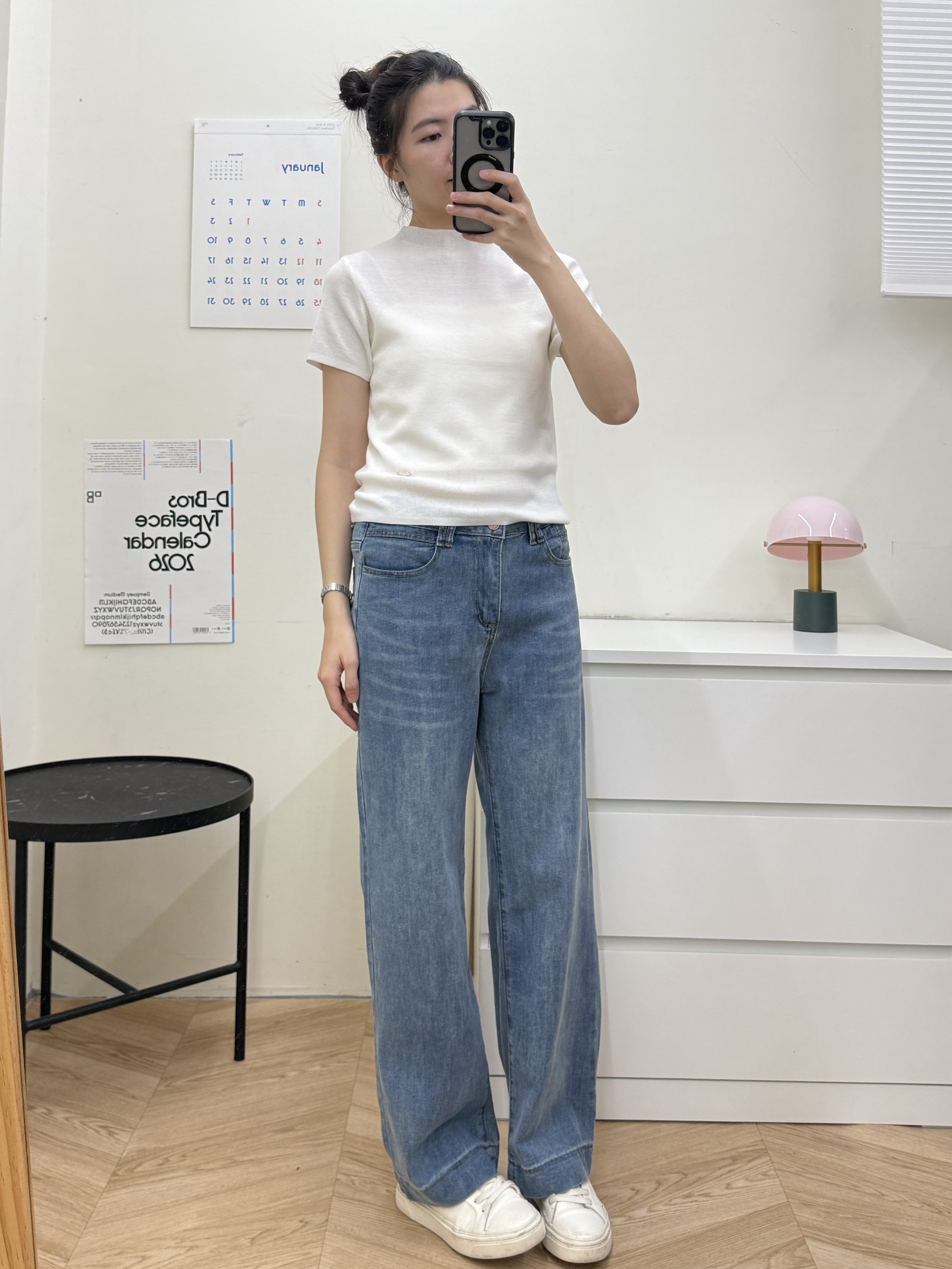 經典中藍牛仔直筒褲