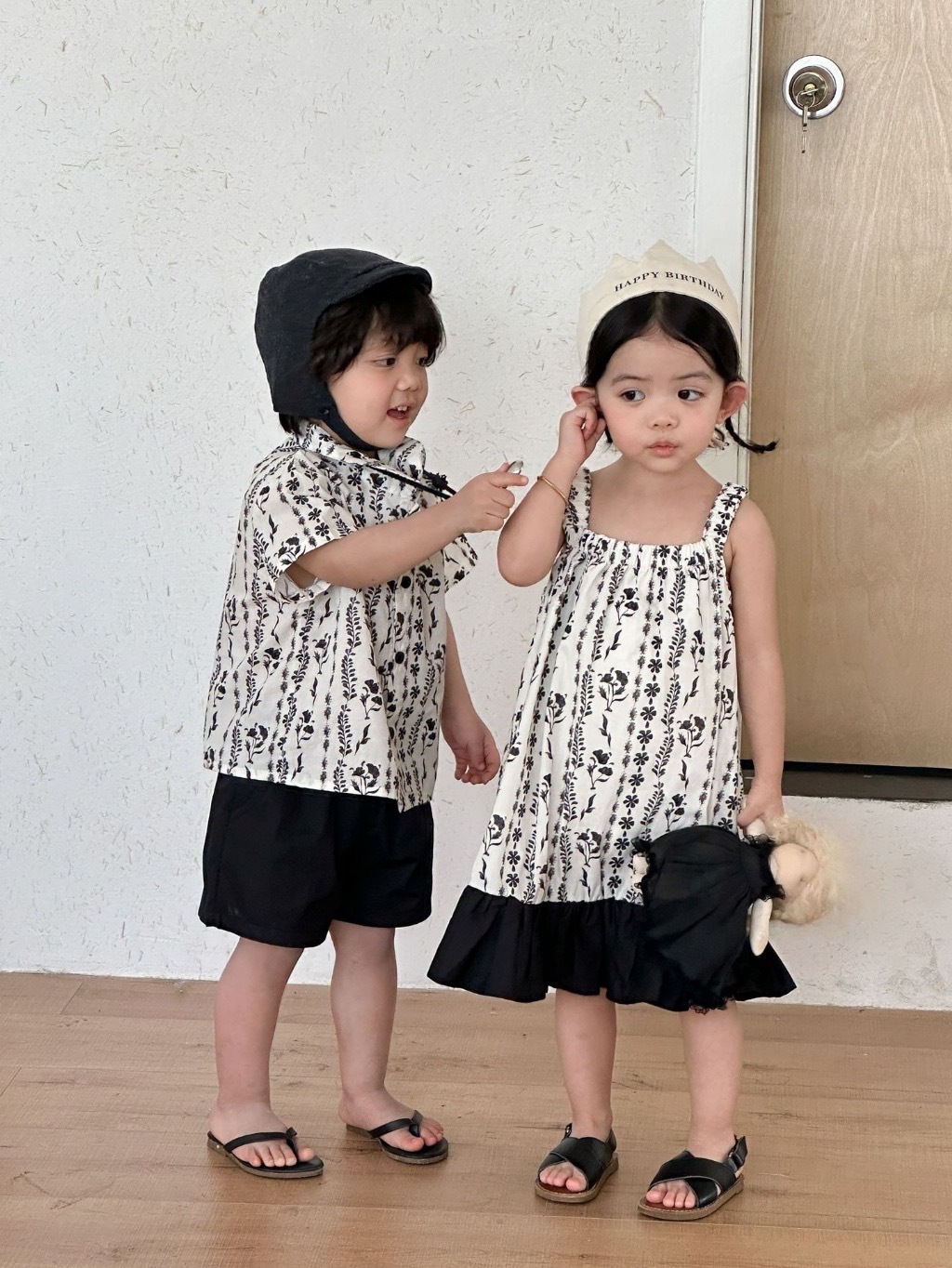 圖騰花紋兄弟姐妹連身裙 / 套裝