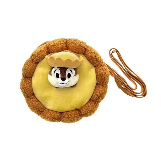 港式美食系列 黑鼻 奇奇 Chip 蛋撻造型 絨毛 斜背 小包 奇奇蒂蒂 Chip 'n Dale -香港迪士尼樂園