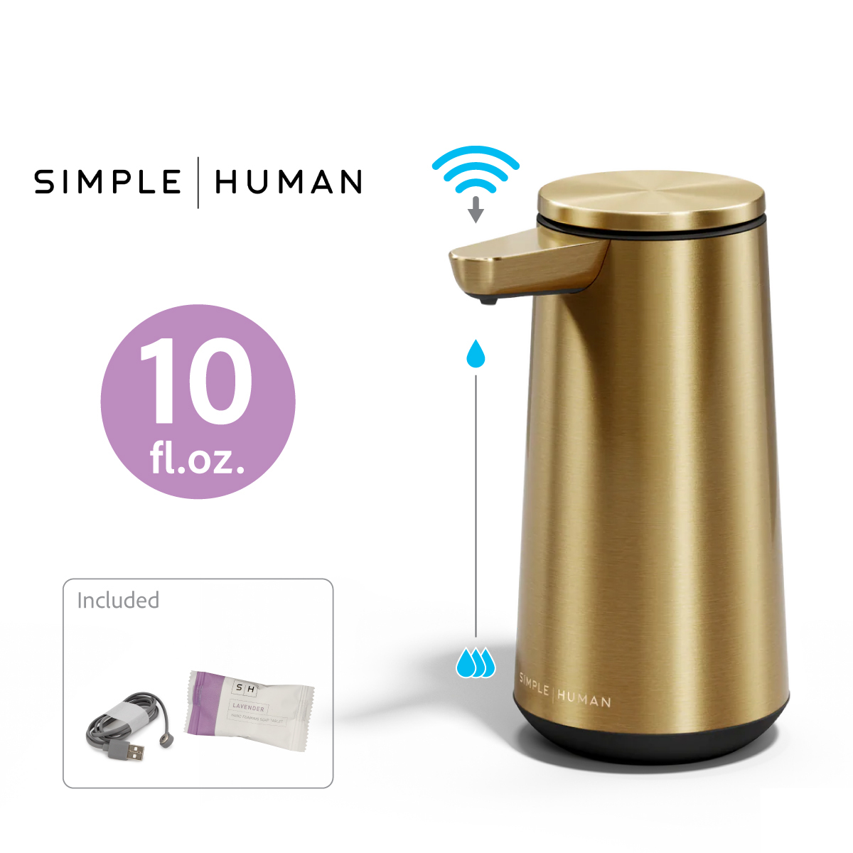 美國品牌SIMPLEHUMAN 10OZ 自動感應泡沫座 -黃銅 -ST1096