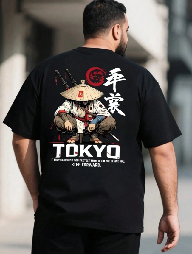 KADMAX大尺碼-大碼男TOKYO武士印花短袖TEE〈KSMS2786〉