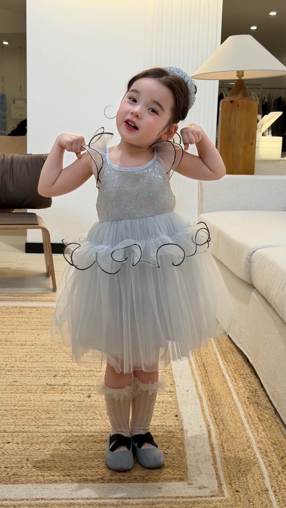 黑邊小芭蕾紗裙洋裝