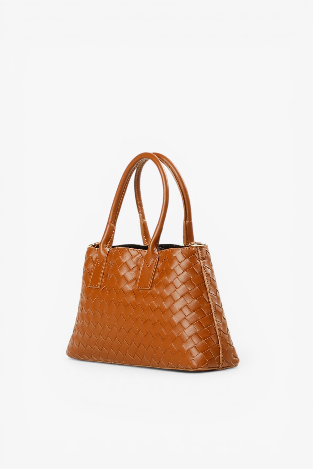 Delta 牛皮編織中型包 棕色