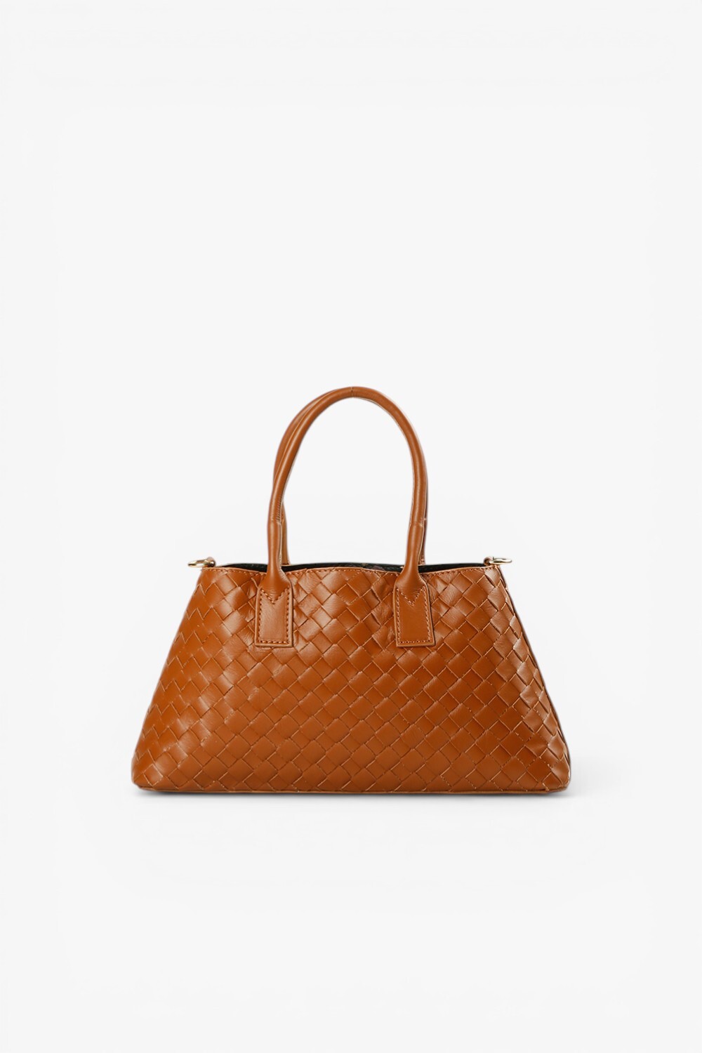 Delta 牛皮編織中型包 棕色