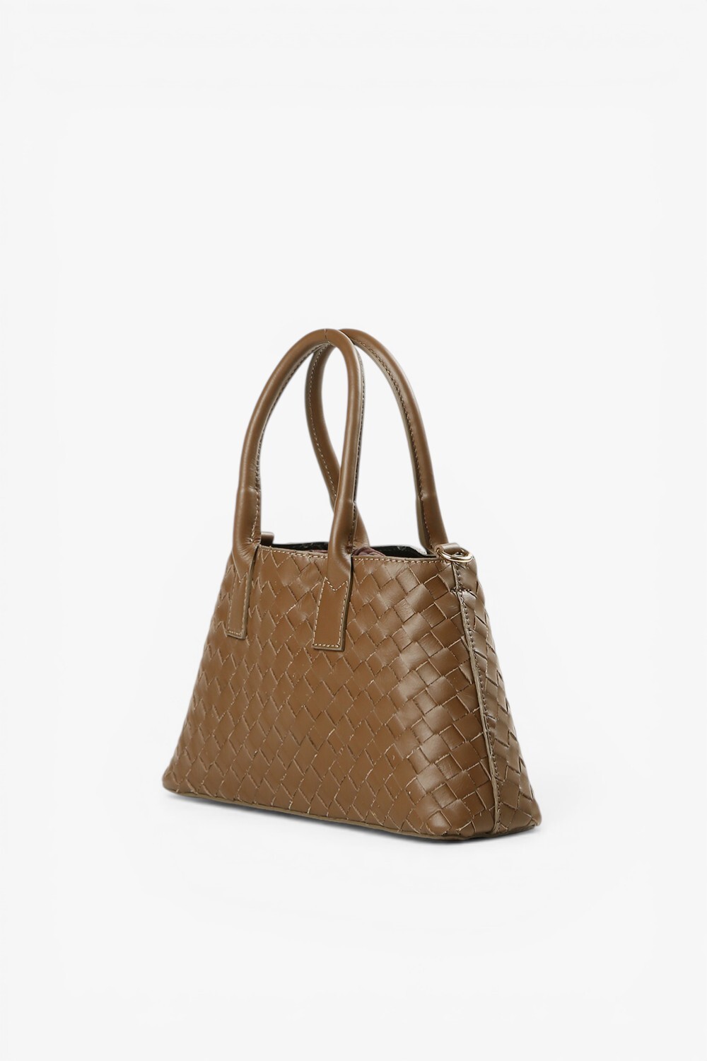 Delta 牛皮編織中型包 深棕