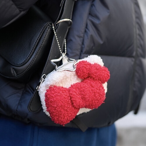 SANRIO x FREAK'S STORE 三麗鷗 大頭 毛絨掛飾 收納包 蝴蝶結 卡包 零錢包 兩色