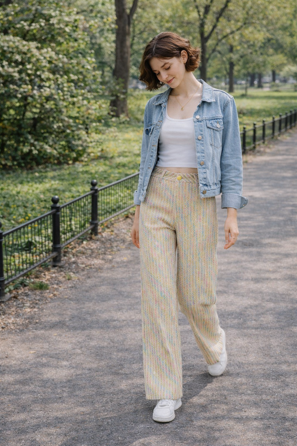 BD10069B1 新藝術花園七彩小香正裝直筒寬褲