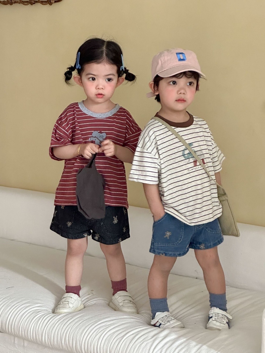 熊熊兄弟姐妹牛仔短褲 / 2色