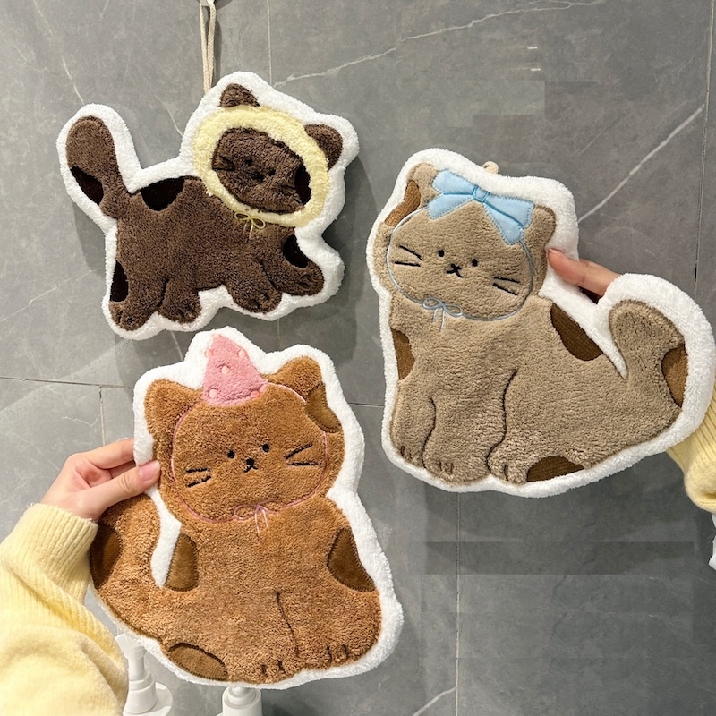 《03128》貓咪頭飾款可愛擦手巾