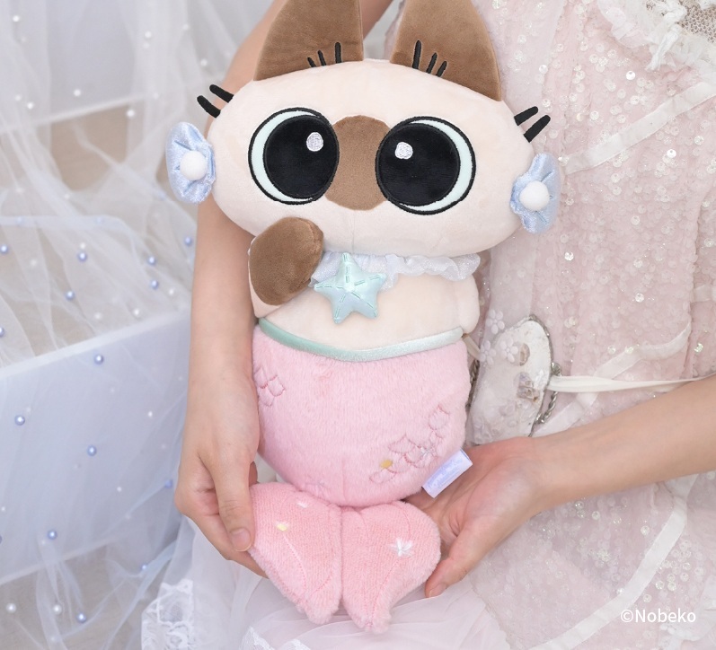 【限量販售】暹羅貓小豆泥-海底兩萬泥系列-毛絨公仔-美泥魚（粉色款）