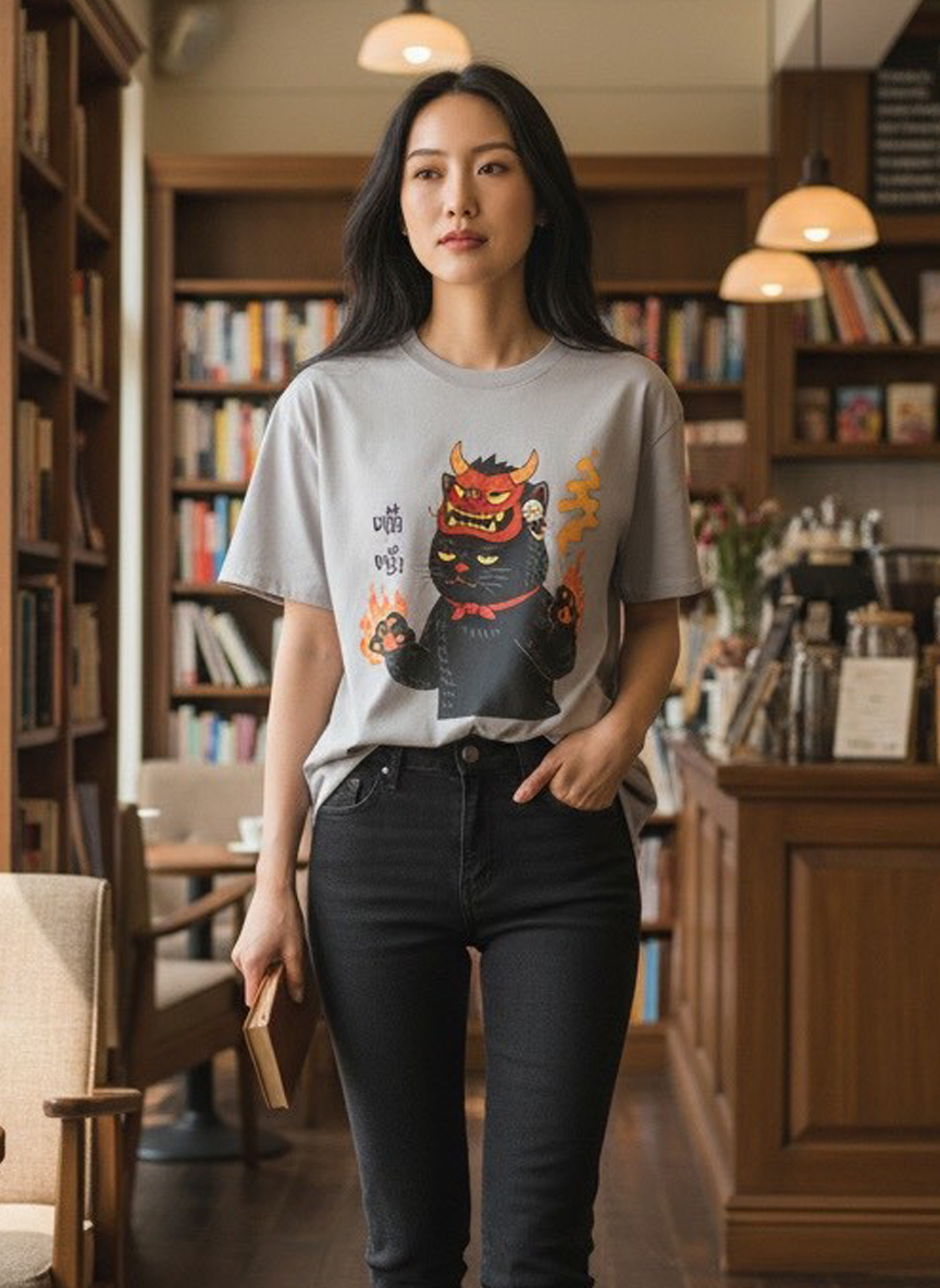 把一點「壞壞的可愛」穿上身｜日系插畫設計 T-shirt 🐱✨