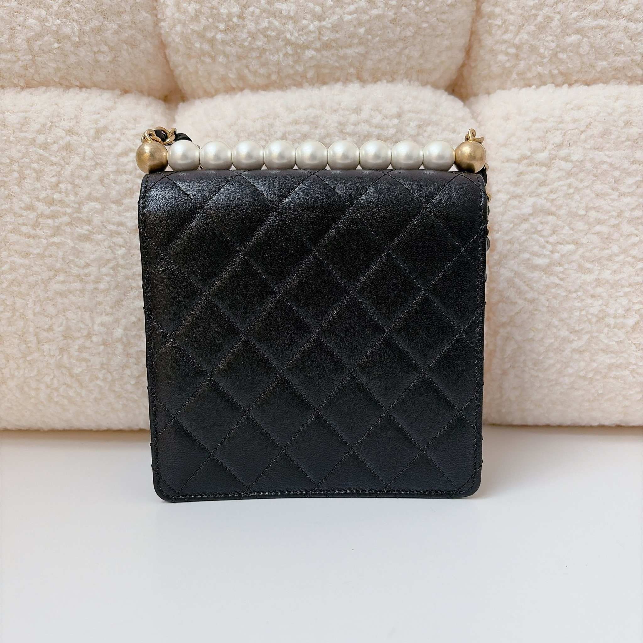 Chanel Goatskin Quilted Chic Pearls Flap - Black / GHW