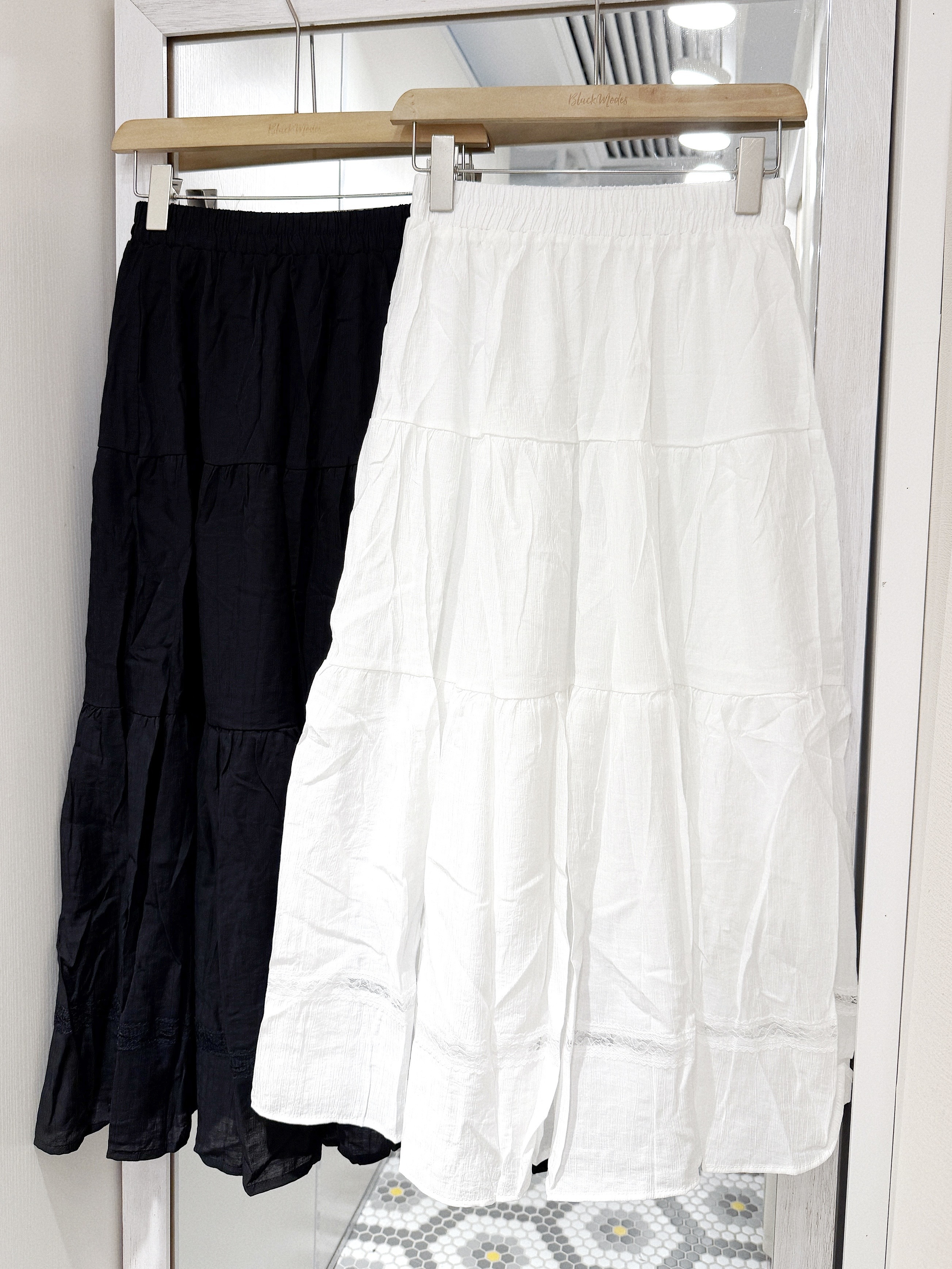 D0521｜日常基本ˎˊ˗ 點綴系透視蕾絲蛋糕長裙