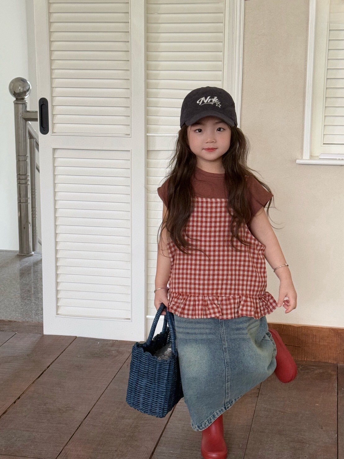 復古水洗牛仔長裙