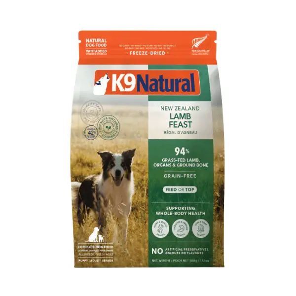 K9 Natural 無穀物凍乾脫水鮮肉狗糧 羊肉盛宴．500g/1.8kg/3.6kg