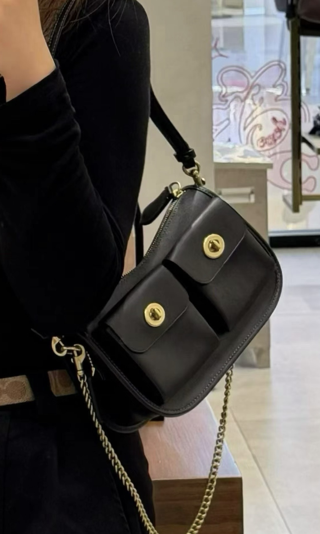 Coach Twin Turnlock Waverly Bag 黑色