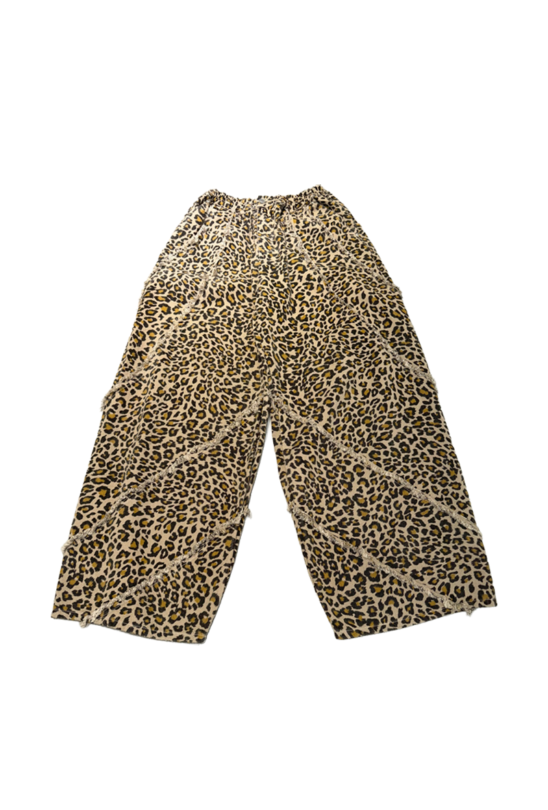 韓國豹紋毛邊彎刀褲