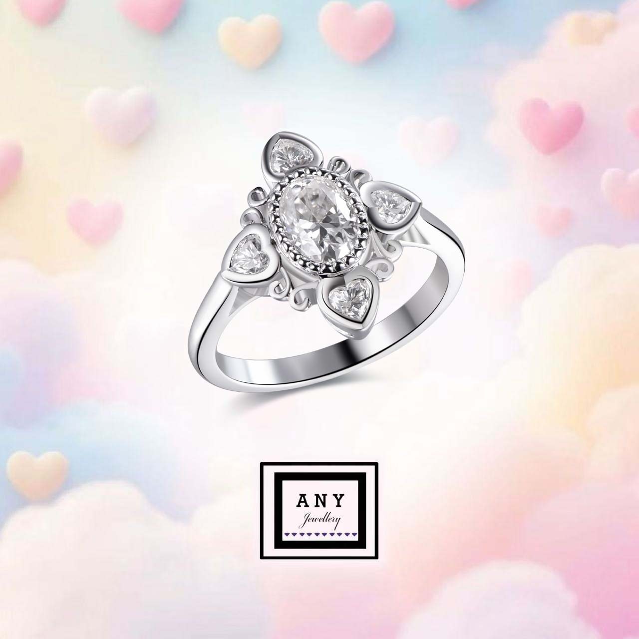 Heart of Elegance莫桑石戒指 #ANY877