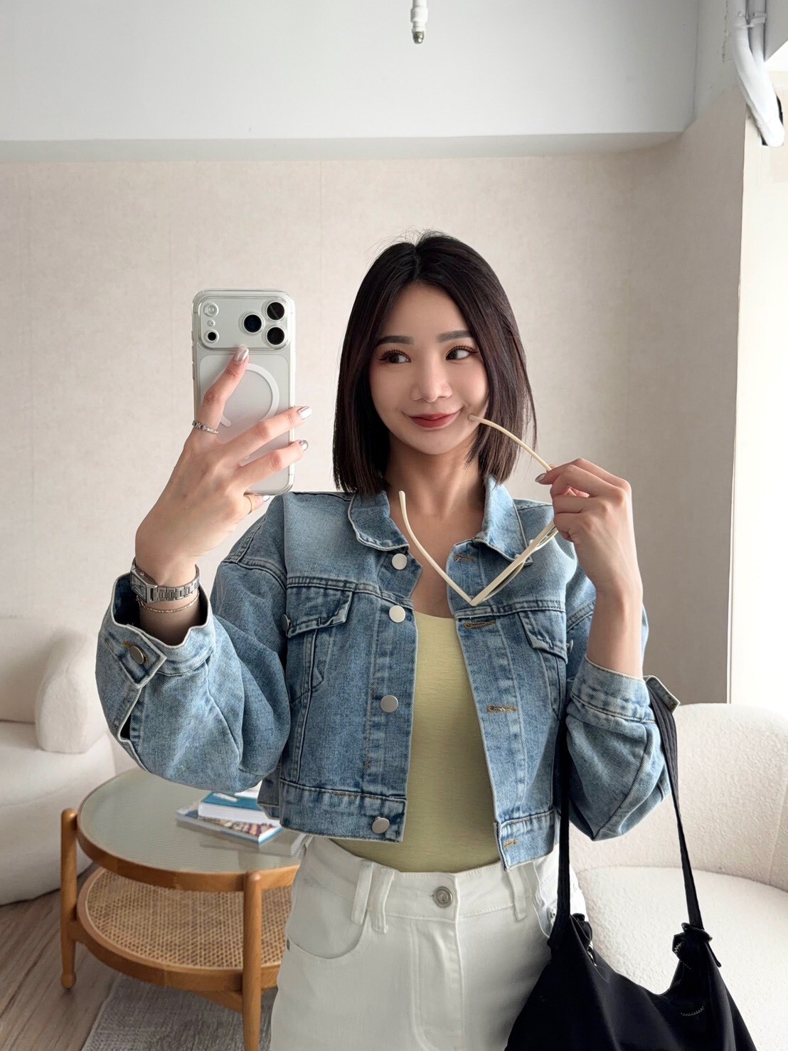 復古刷色短版牛仔外套