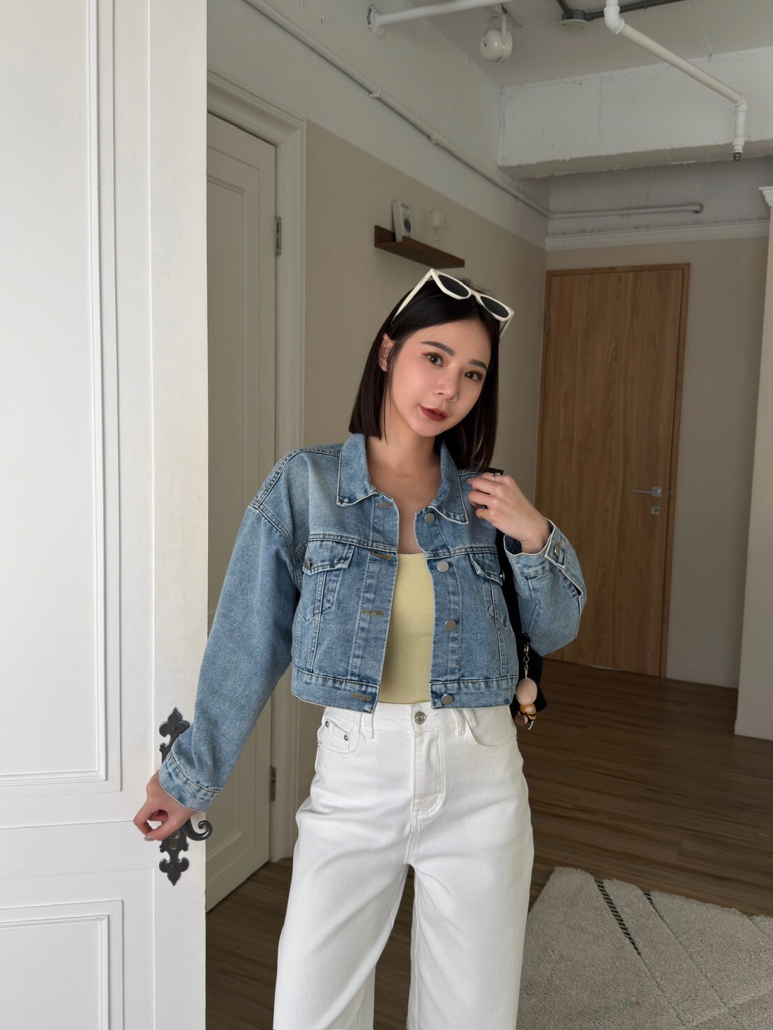 復古刷色短版牛仔外套