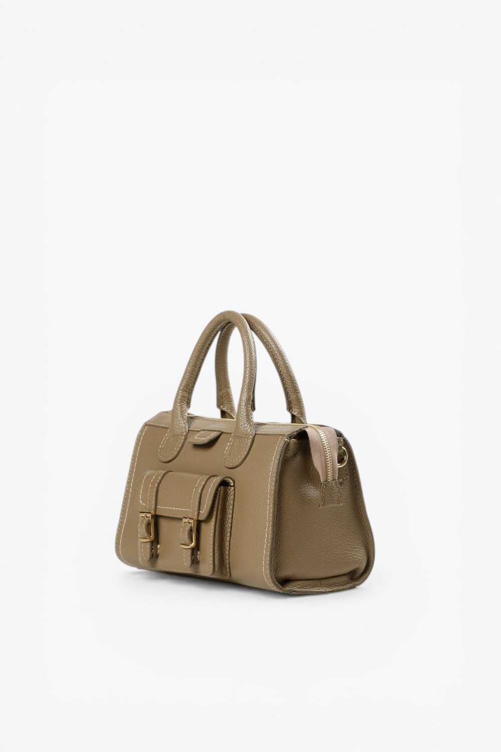 Chiara 牛皮經典手提包 灰褐色