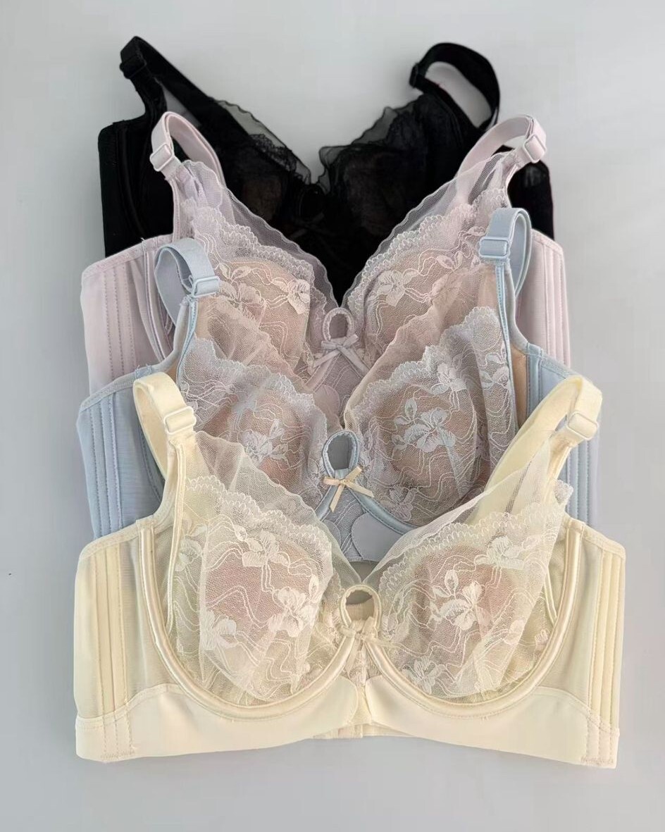 HH65 建議大B杯以上 法式內衣 3D免耳杯 軟鋼圈 無痕 蠶絲 4扣 側耳骨鋼圈 Size M-2XL made in korea  $379