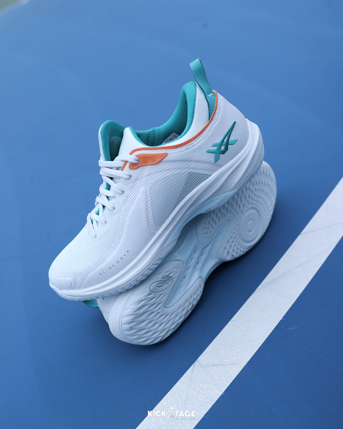 〈西門門市現貨〉男鞋 ASICS GLIDE NOVA FF 4 白綠湖水色 包覆 吸震 回彈 運動 耐磨 籃球鞋【1063A105-401】