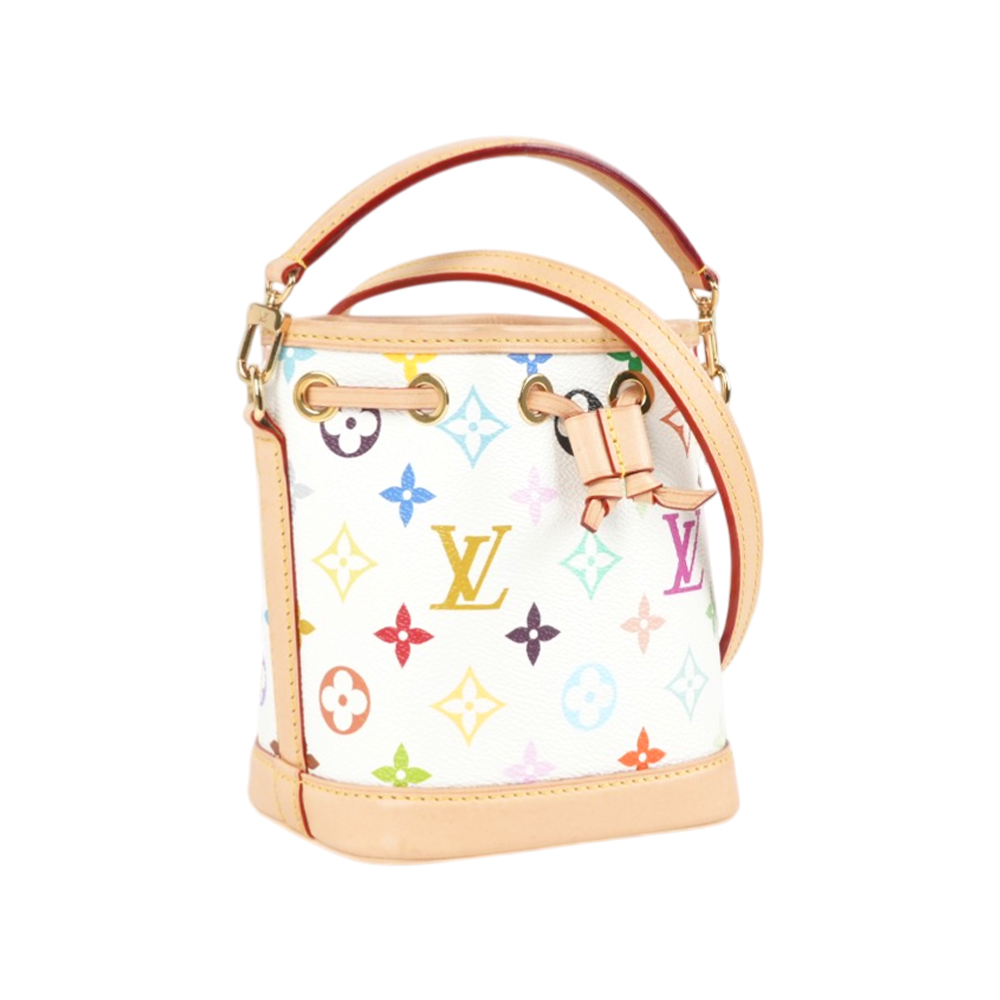 【Louis Vuitton】Nano Noe 村上隆聯名迷你二用水桶包(彩色/白色)