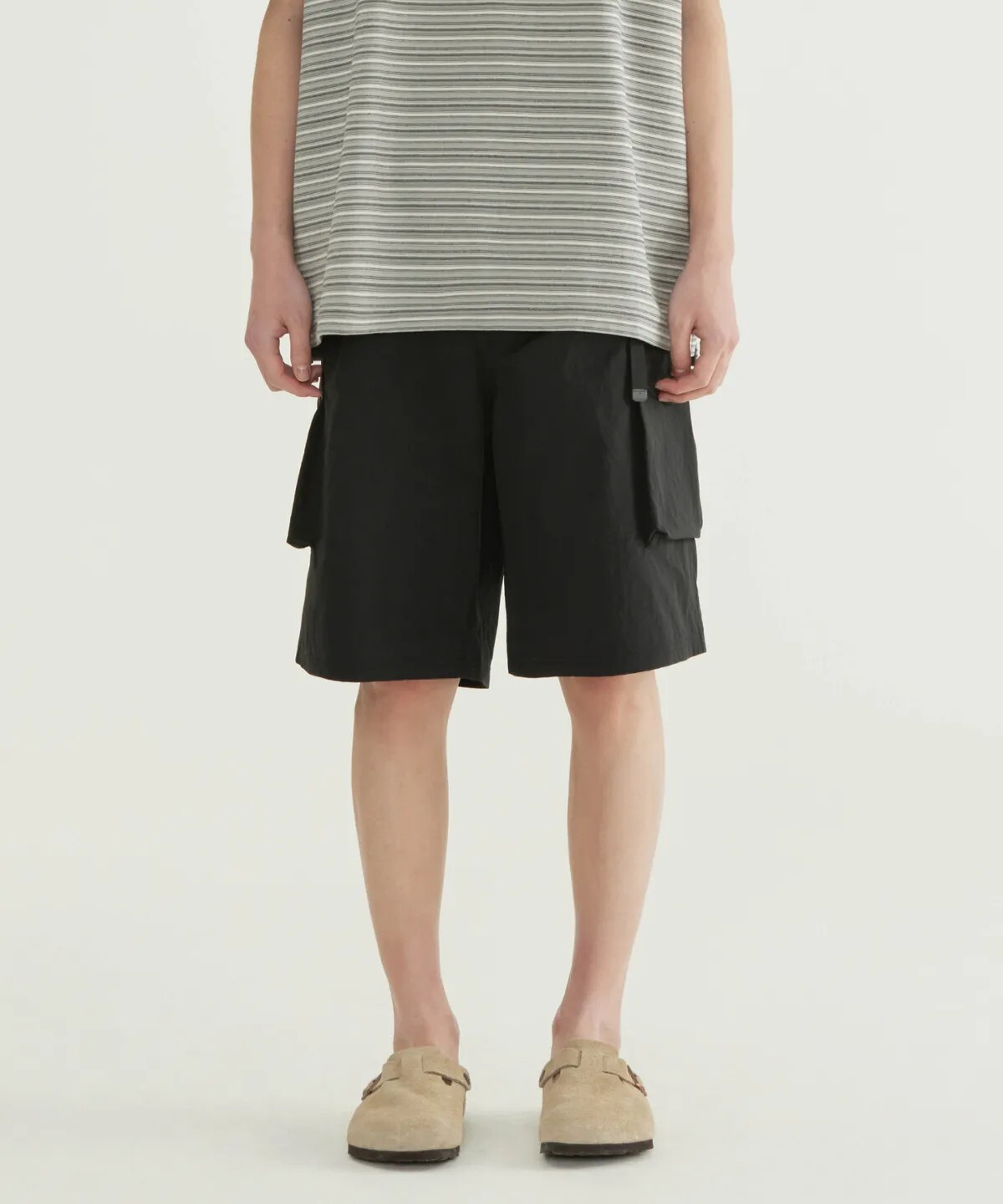 【OWN】Covernat 工裝 休閒 短褲 百慕達 尼龍 防撕裂 口袋 腰帶 鬆緊 春夏 不分男女 黑色 卡其