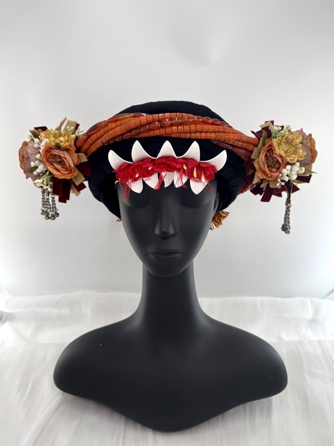 M-No.94貿易老珠配花轉珠頭飾 55-57cm