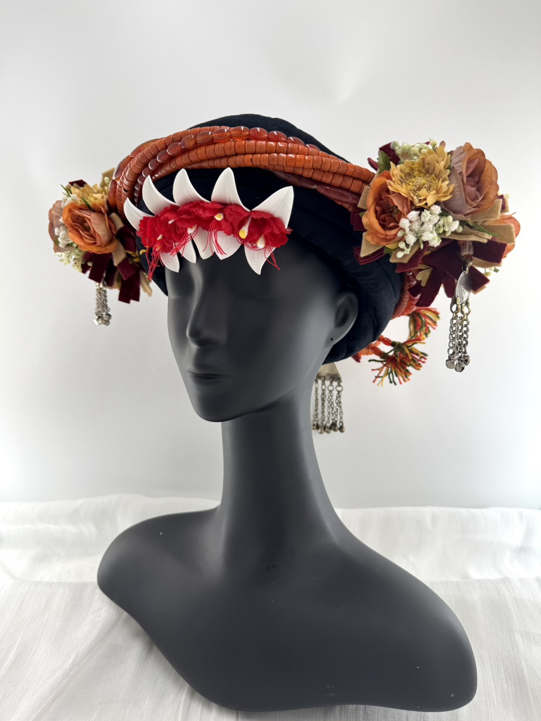 M-No.94貿易老珠配花轉珠頭飾 55-57cm