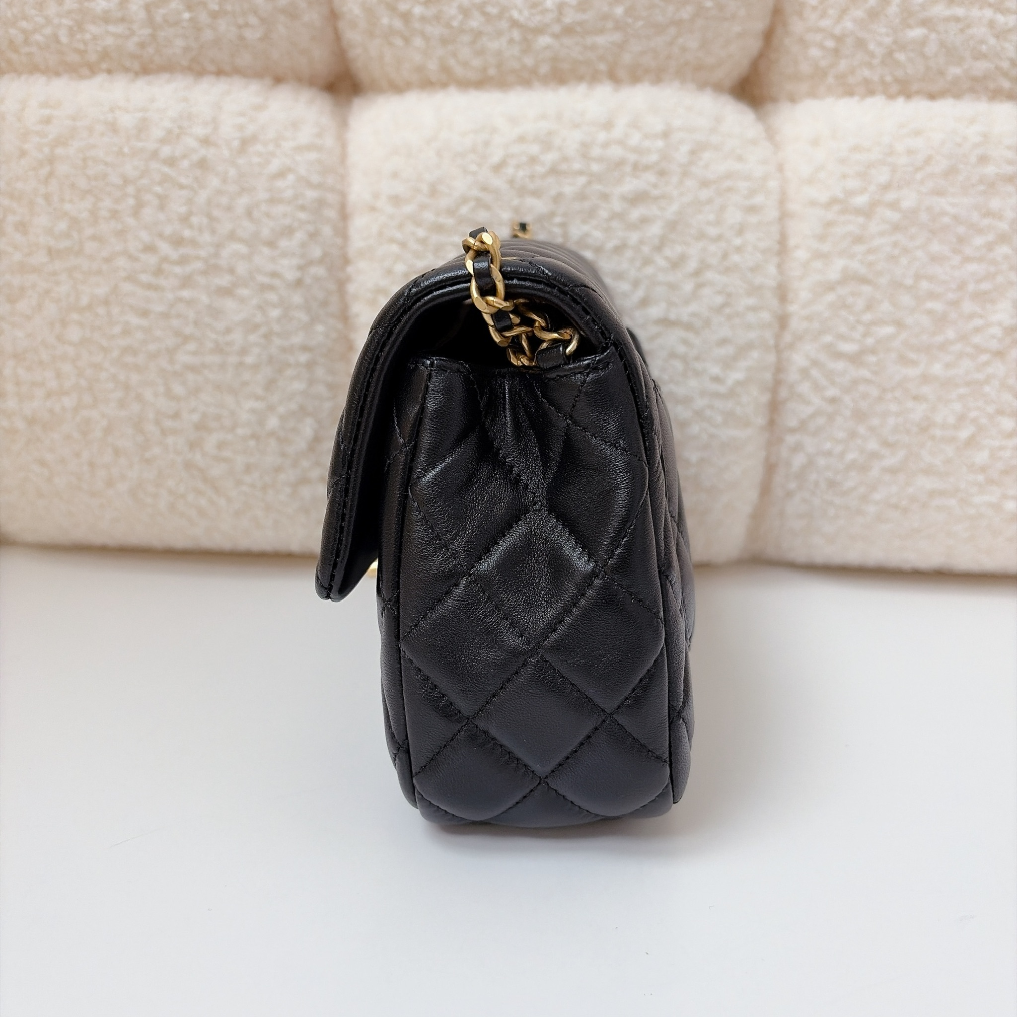 Chanel Coco de Toi Heart Chain Square Flap Bag - Black / GHW