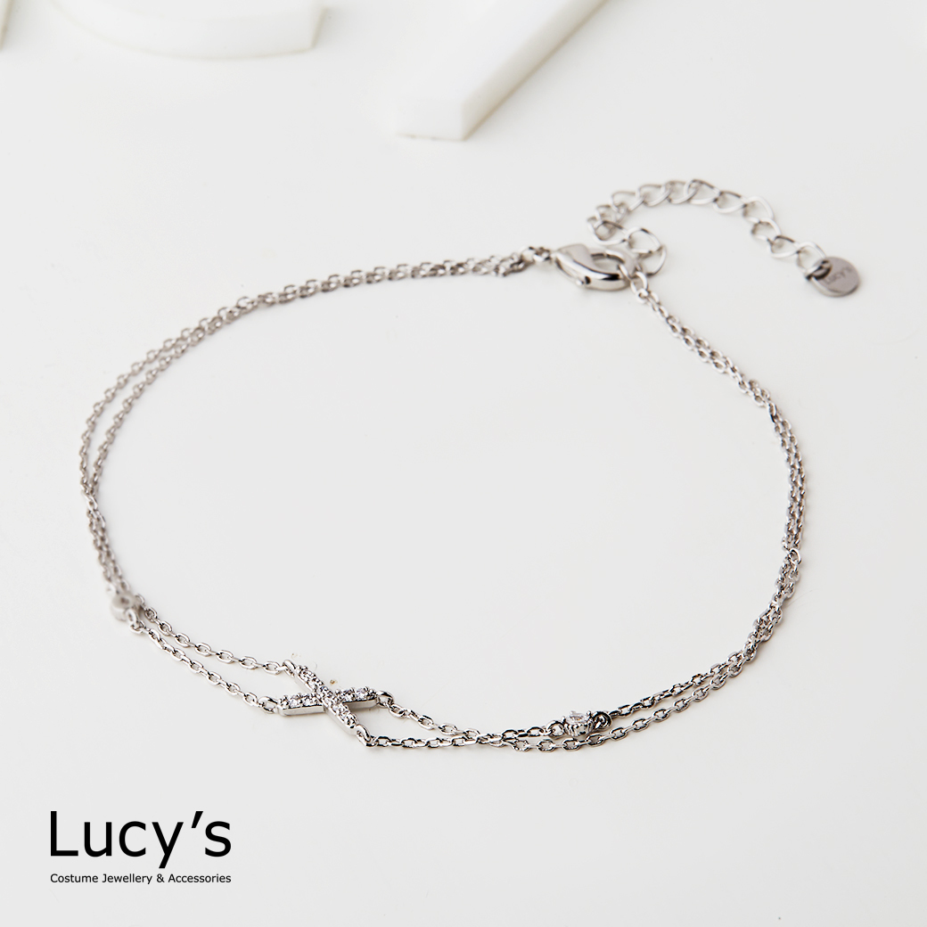 交錯光點 雙層腳鍊 (130616)